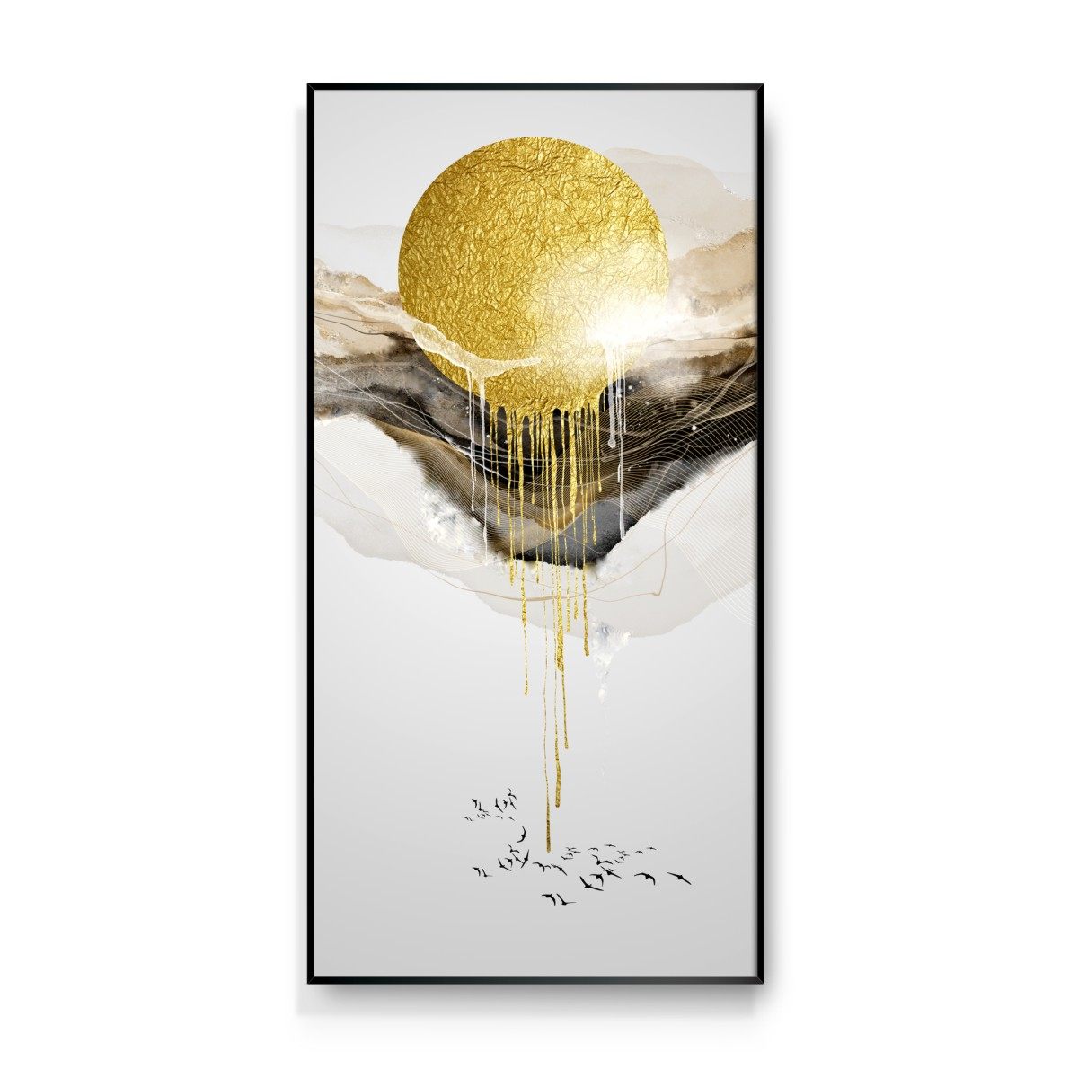 新中式轻奢鎏金玄关装饰画现代抽象大气蒸蒸日上客厅酒店竖版挂画