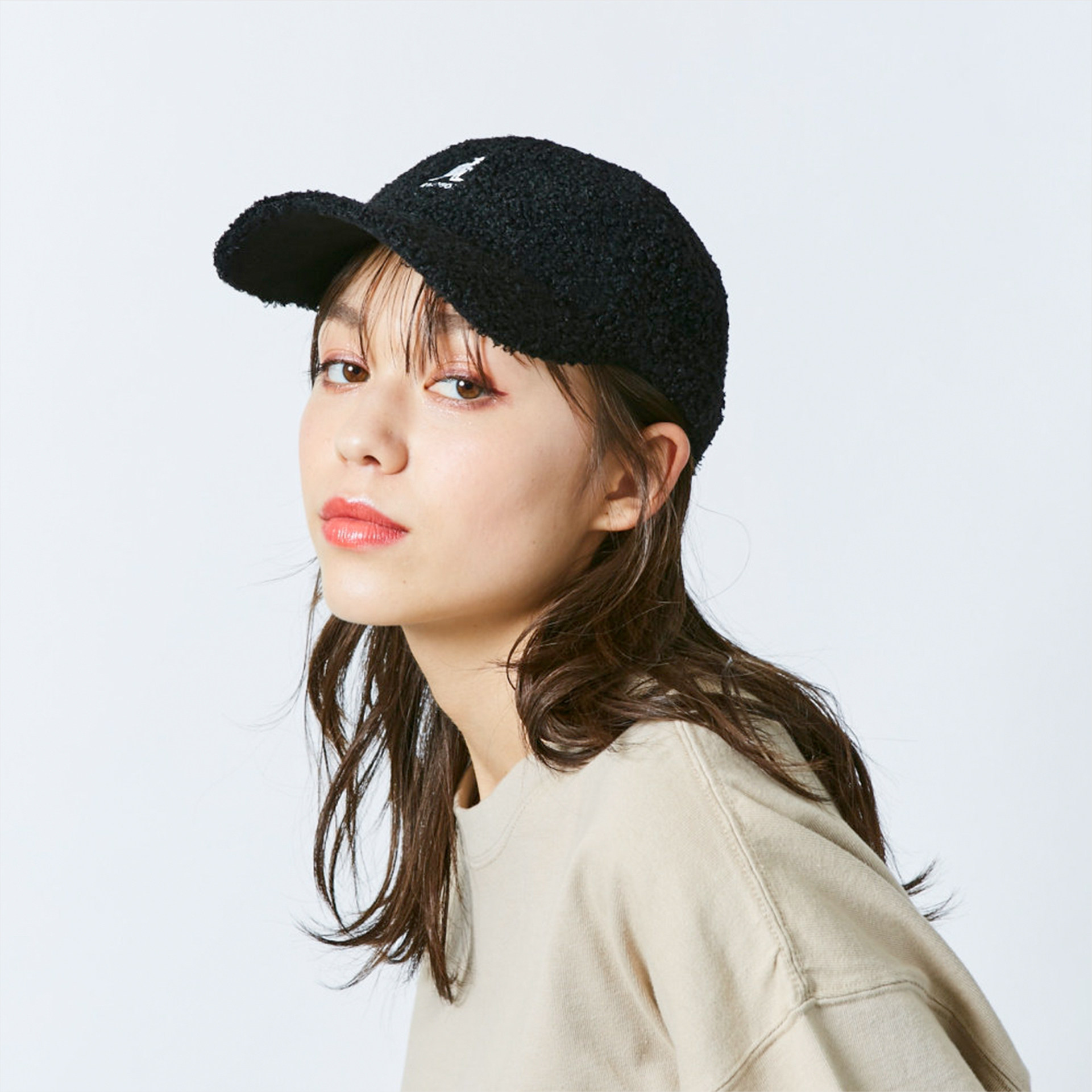 袋鼠冬季kangol毛绒棒球帽ins显脸小男女可爱字母保暖鸭舌帽子