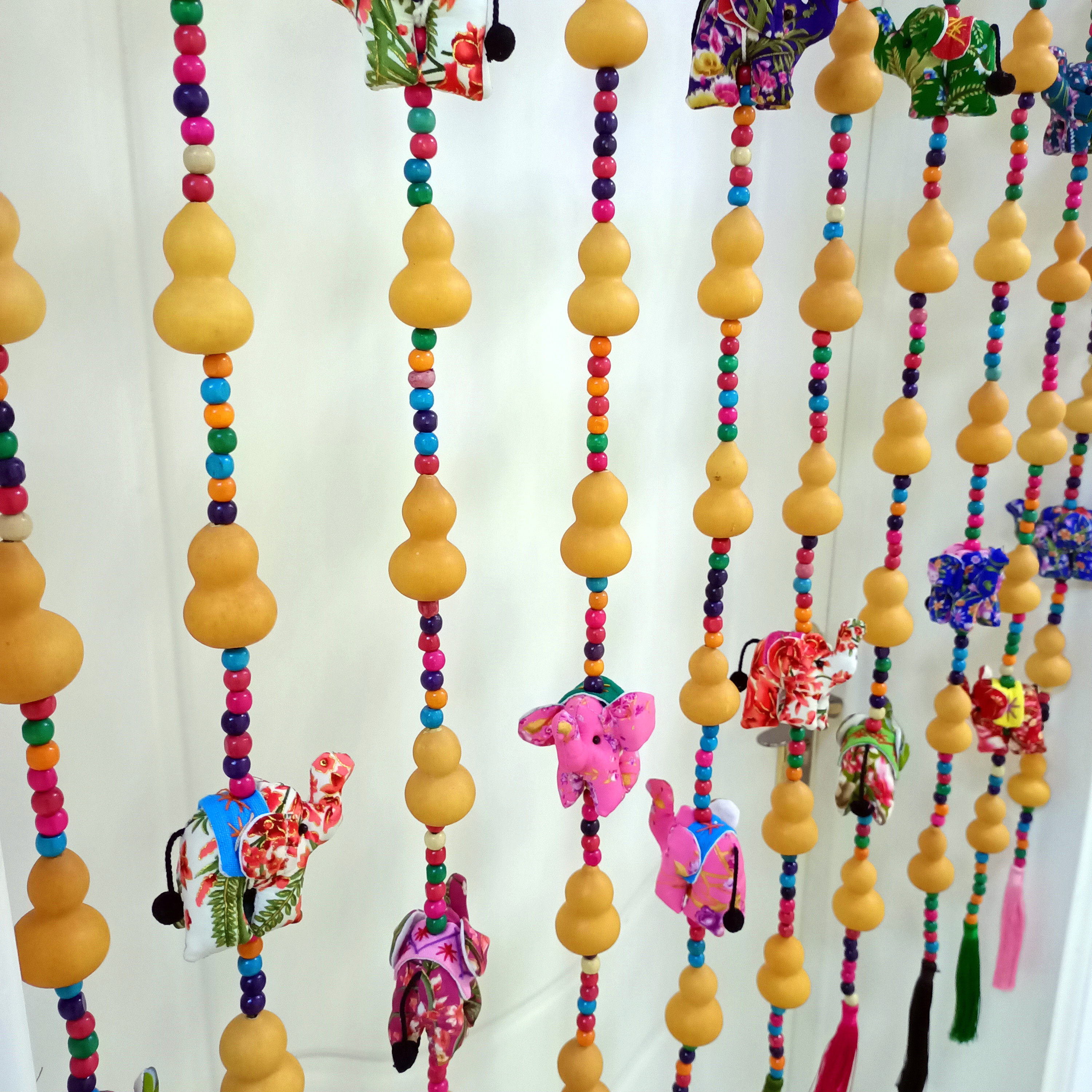 大象门帘原创泰国手工葫芦风水水帘隔断玄关门帘