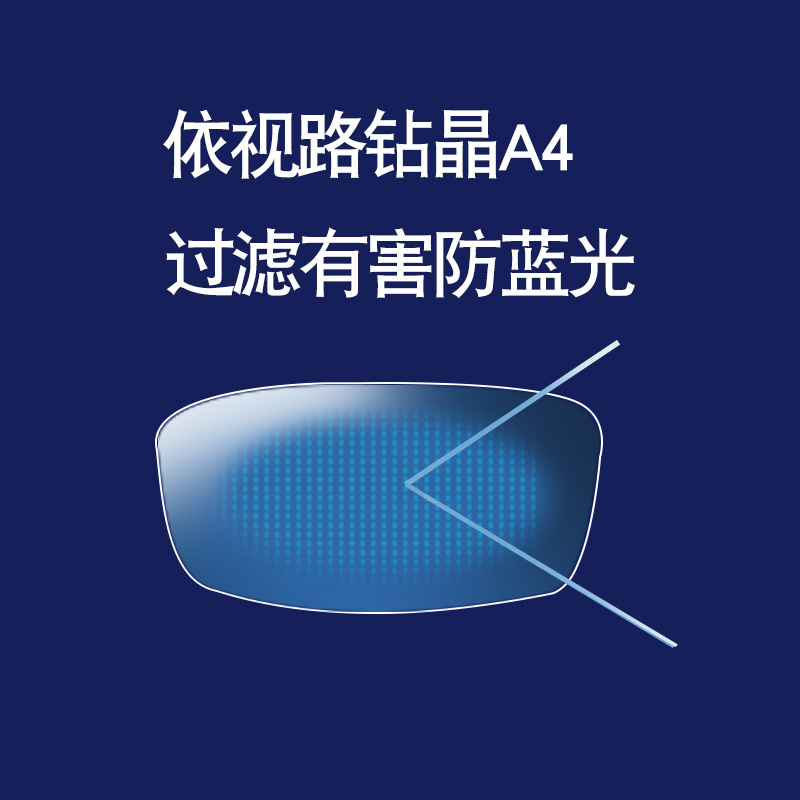 镜片法国依视路钻晶a4近视眼156球面蓝光树脂定制眼镜片