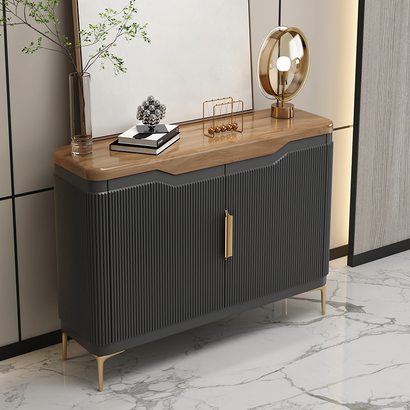 意式轻奢风玄关柜简约现代实木门厅柜靠墙装饰柜走廊过道柜走廊柜