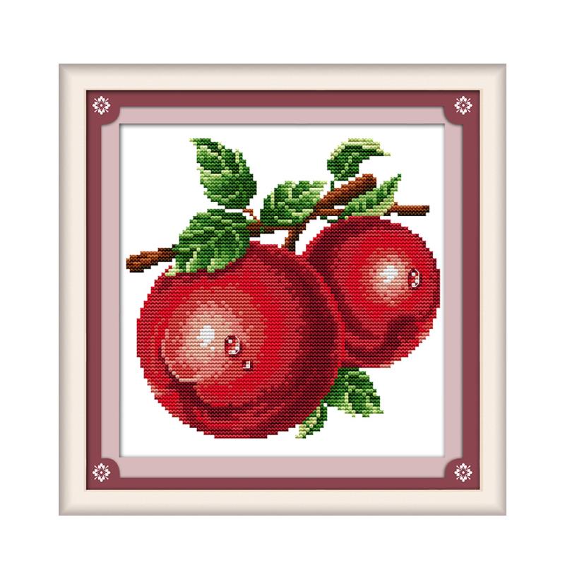 小幅十字绣石榴水果图案客厅餐厅四联画线儿童十字绣套件