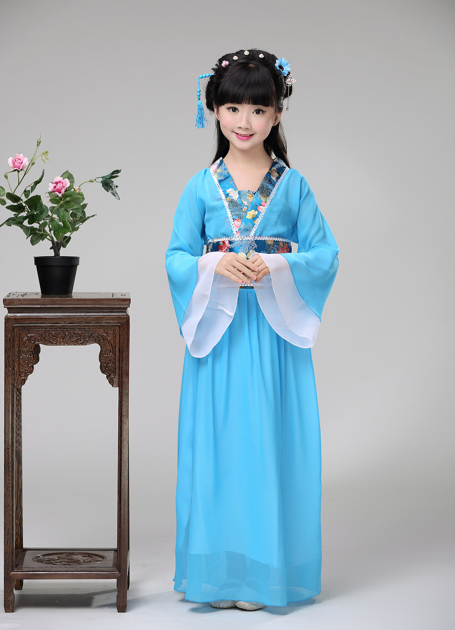 女童汉服中国国风儿童仙女古装超仙春装淡雅儿童演出服