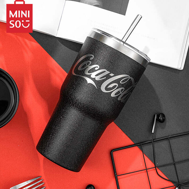 名创优品so黑色可口可乐杯子850ml吸管杯保冷杯保温杯保温杯