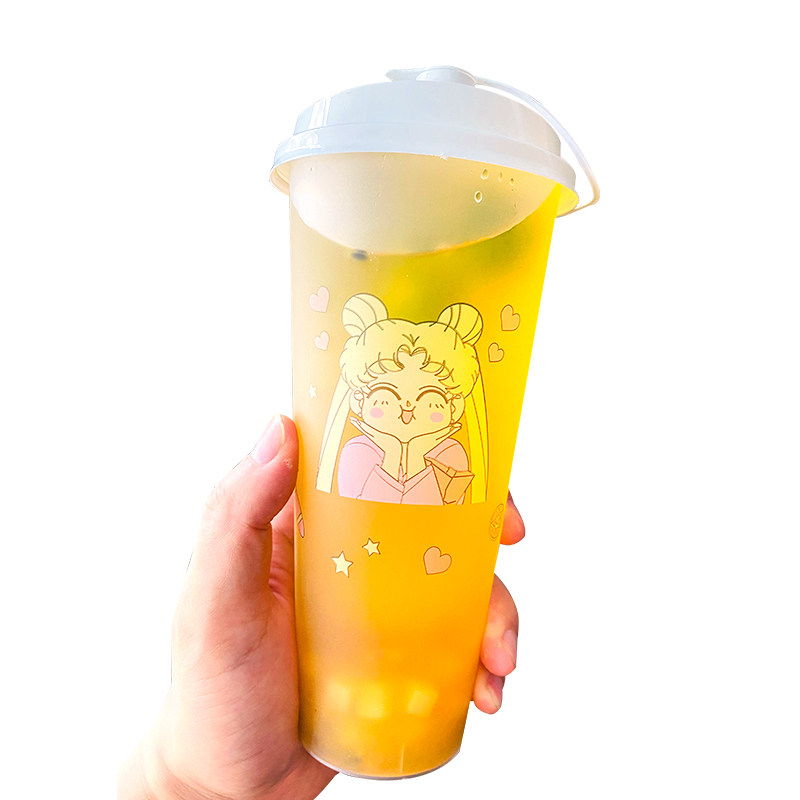 口径磨砂700ml奶茶杯子注塑一次性水果茶杯塑料塑杯