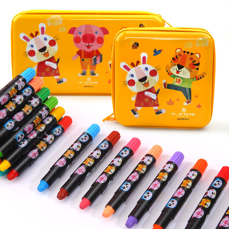 美乐儿童蜡笔旋转画画笔无毒安全可水洗幼儿园丝滑涂鸦炫彩油画棒