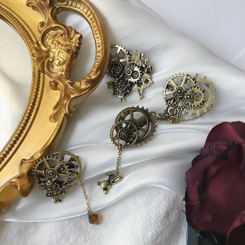 爱丽丝系列复古做旧蒸汽齿轮男女个性创意森系胸针