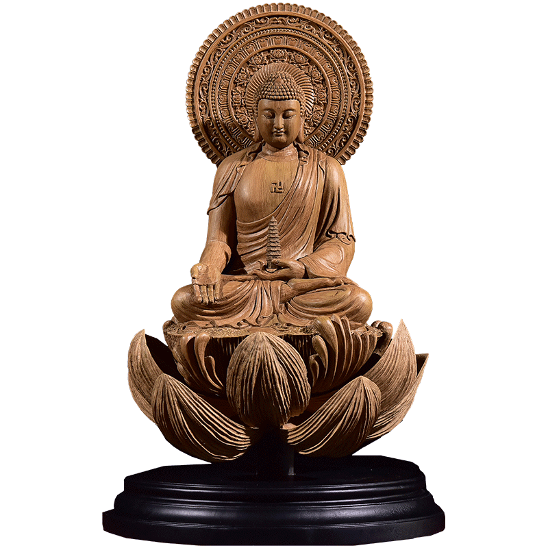 沉香木雕释迦摩尼佛像摆件木雕大日如来家用供奉释迦牟尼阿弥陀佛