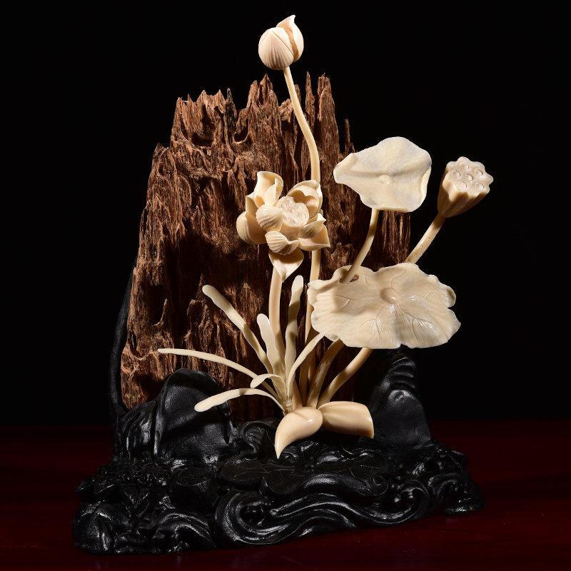 摆件沉香木雕香木荷花海南雕刻工艺品艺术品家居木雕