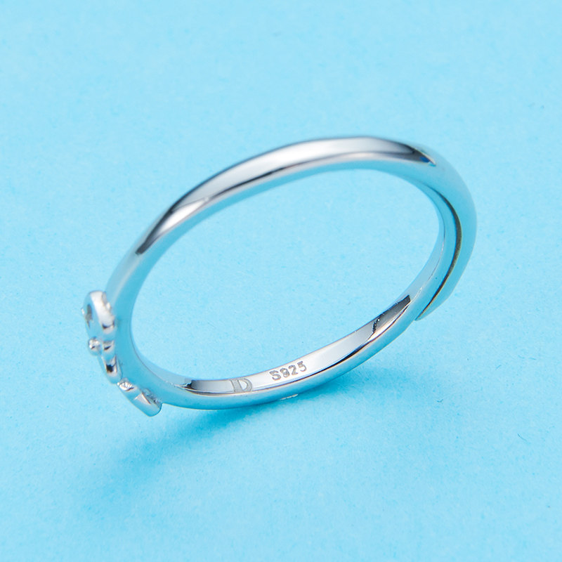 s925纯银三叶草开口戒指日韩时尚饰品流行ins小众戒指