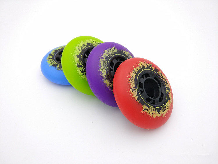 斯凯汀溜冰鞋85a耐磨高弹刹车轮滑轮子滑冰旱冰直排轮子