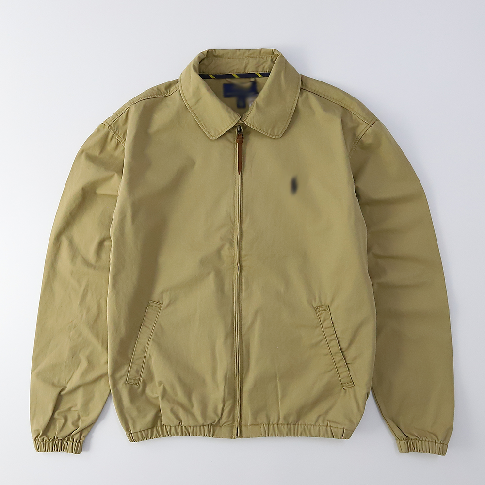 欧美男春秋经典夹克 小马标刺绣防风外套 宽松翻领水洗复古薄款