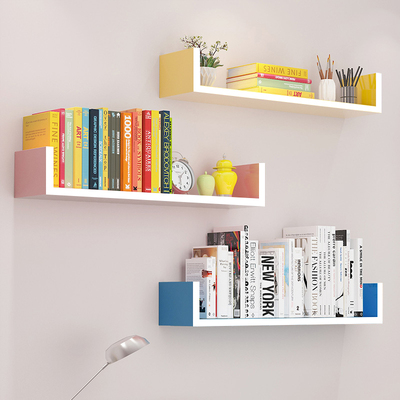 u型书架免打孔墙上置物架壁挂墙面客厅装饰架子卧室墙壁隔板木板