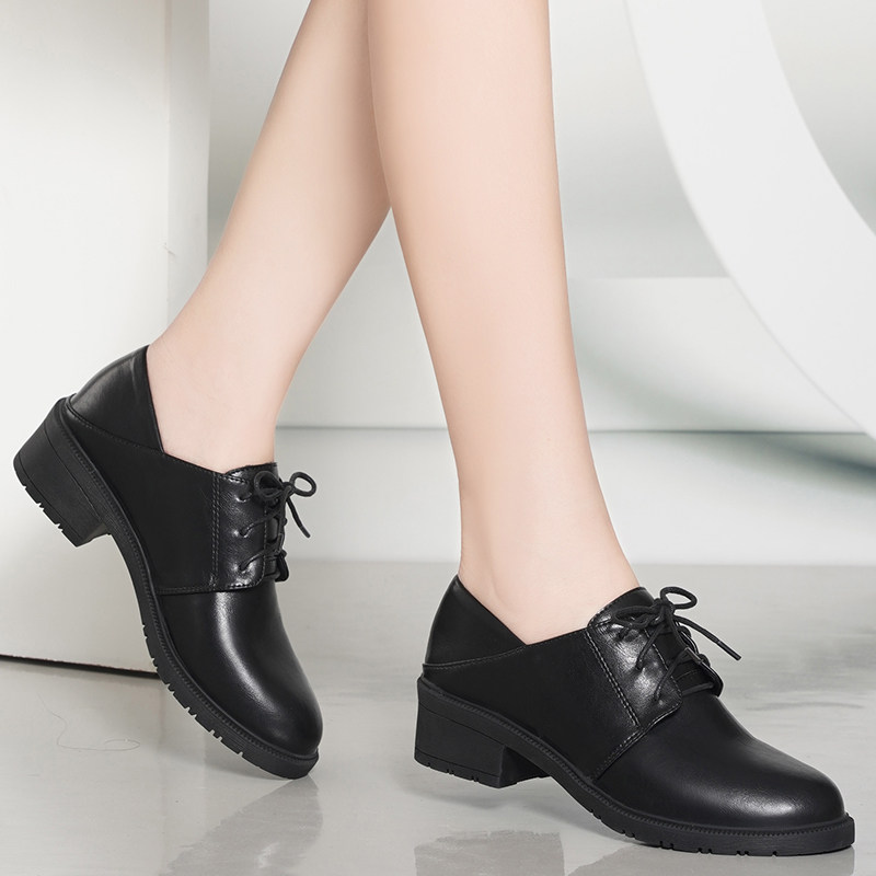 品牌断码清仓意尔康真皮单鞋女中跟2021新款秋季单鞋