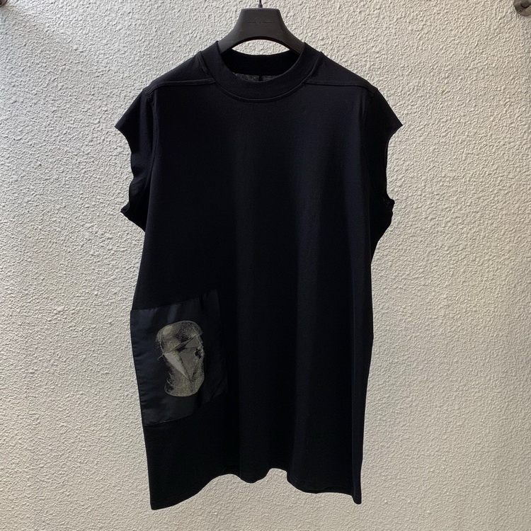 潮牌R暗黑外星人宽松中长坎肩黑色背心 男士高端薄款无袖T恤 22夏