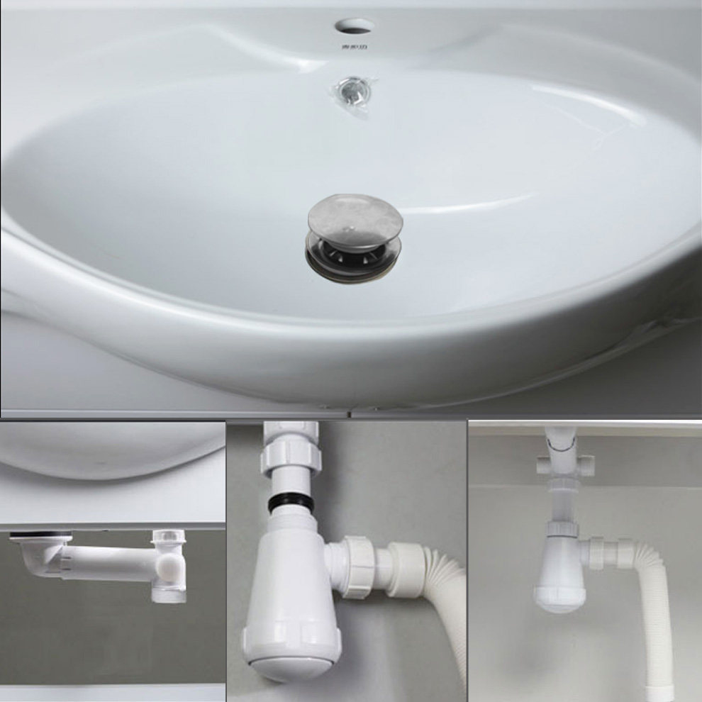 天力面盆下水套装 洗脸盆不锈钢下水器防臭硬管后置下水z5081c004