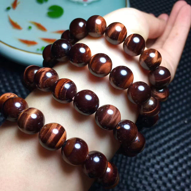 正品天然红虎虎眼石手链单圈水晶情侣款虎睛石手手饰