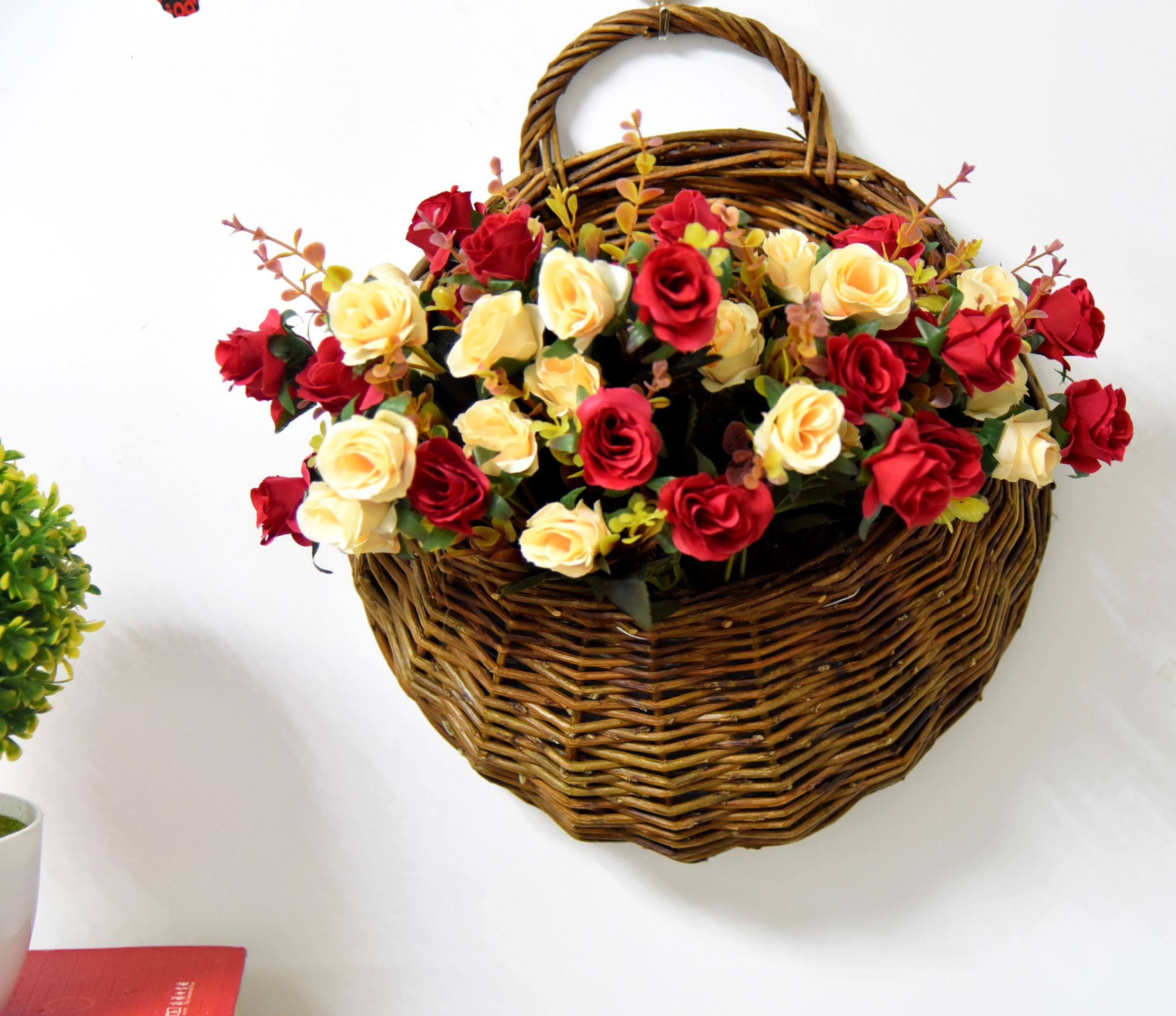 柳编花篮花盆盆花器墙壁挂装饰挂件厨房储纳花篮