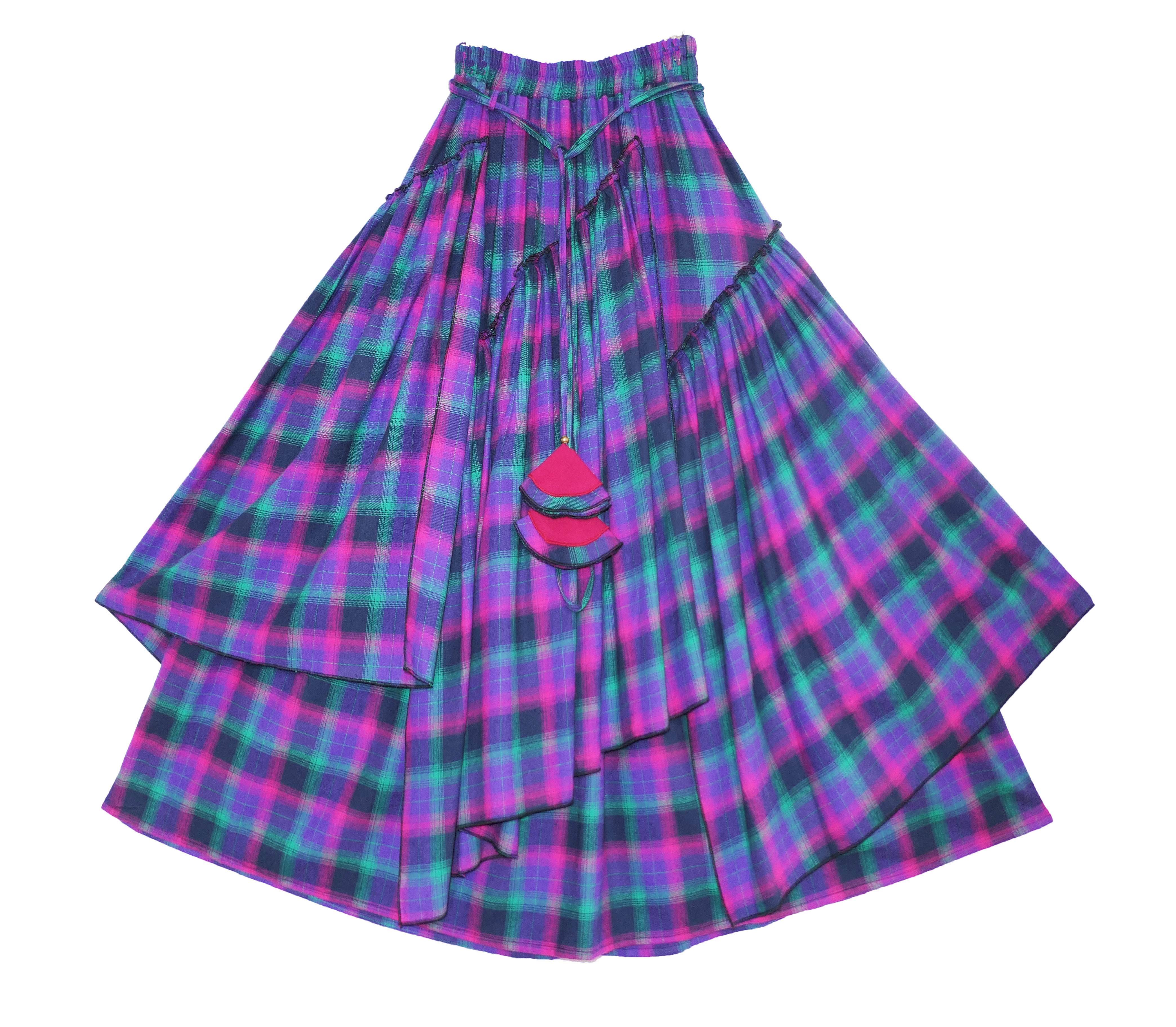 新半身裙大码长裙裙摆贴布松紧腰系带民族风大摆复古磨毛呢秋冬女