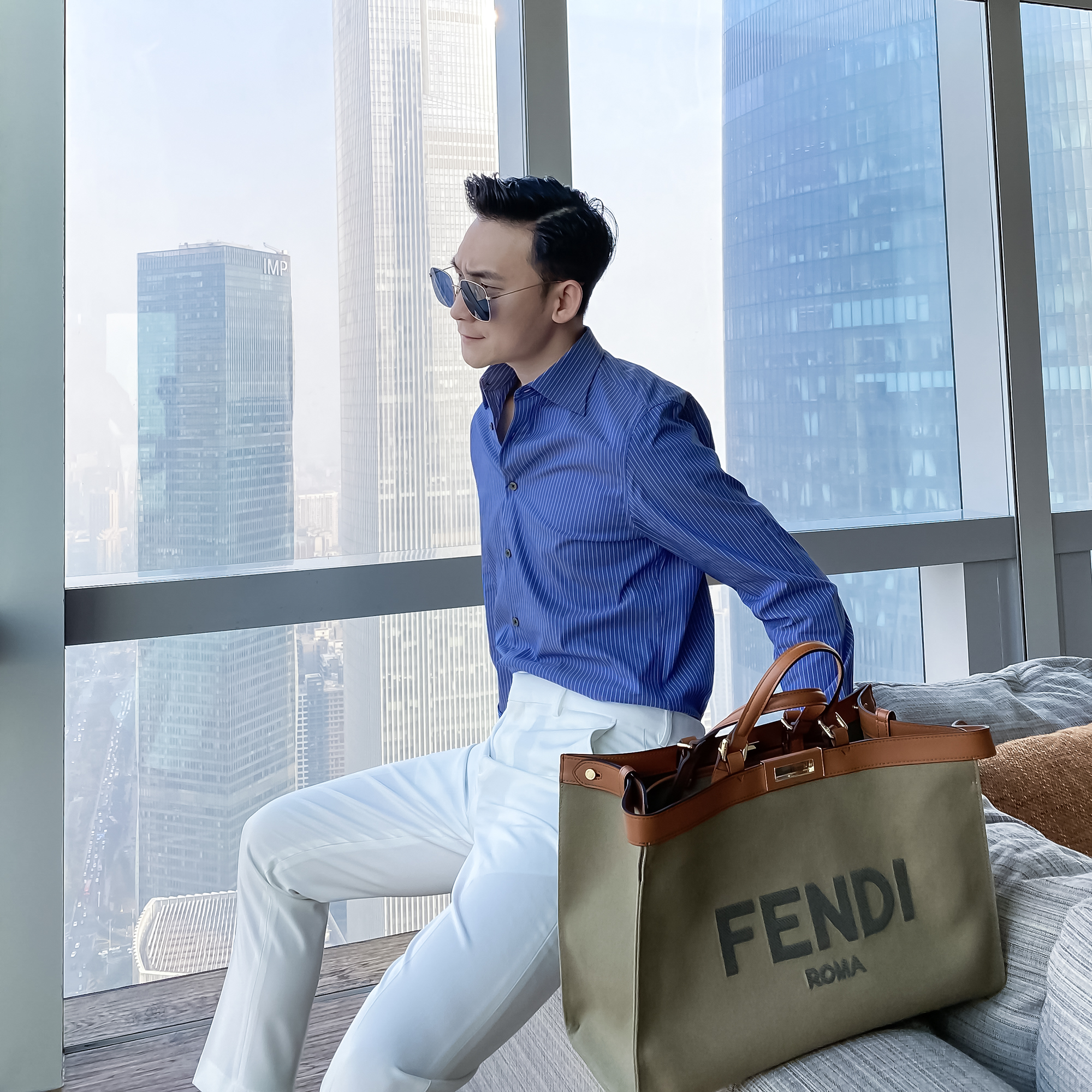 【DAIO ETHAN】原创男春季英伦商务条纹衬衫温莎一字领休闲衬衣