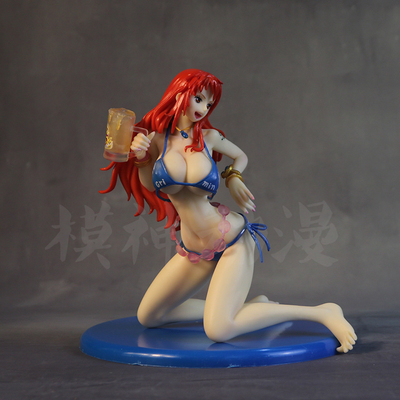海贼王 pop 坐姿 bb 啤酒娜美 泳装 手办 模型 车载机箱摆件 国产