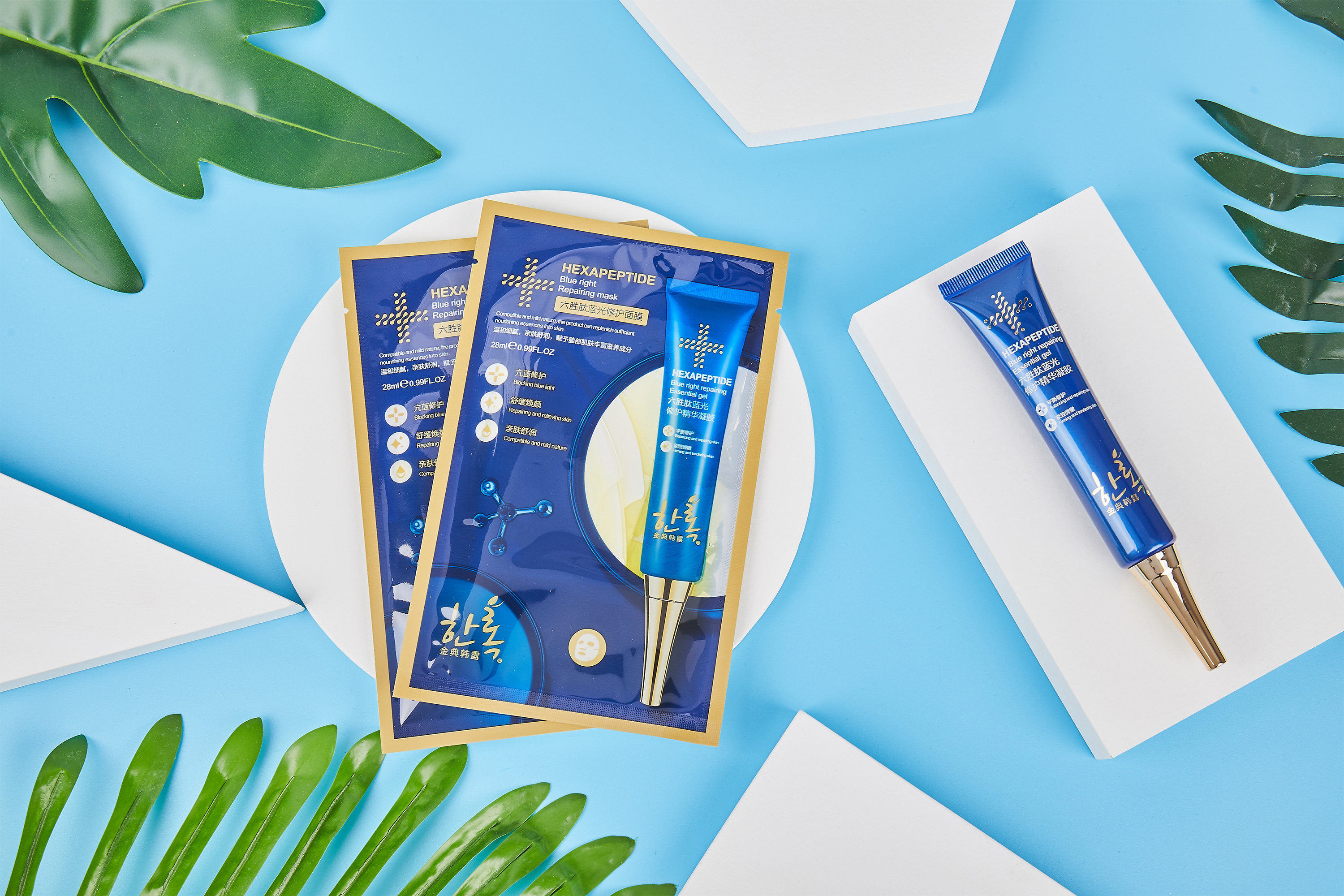 修护金典韩露六胜蓝光安瓶面膜10片装凝胶30g贴片面膜