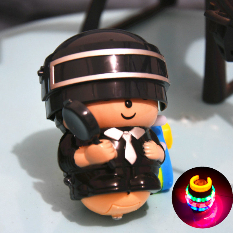 新款发射陀螺发光音乐吃鸡小人公仔儿童男孩女孩陀螺