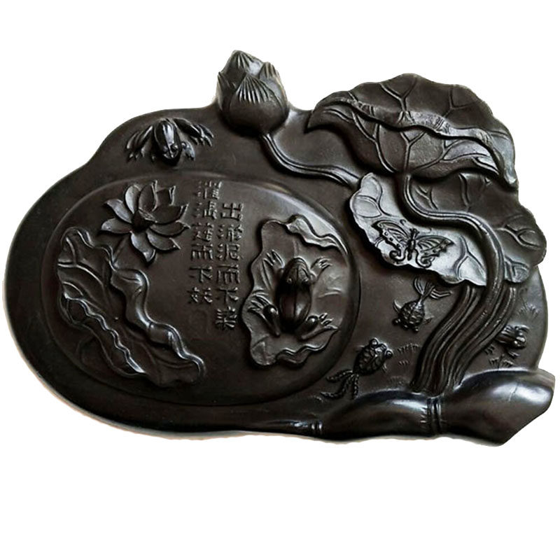 文房四宝澄泥砚磨砚台带盖研墨盘原石天然学生初学者文房四宝