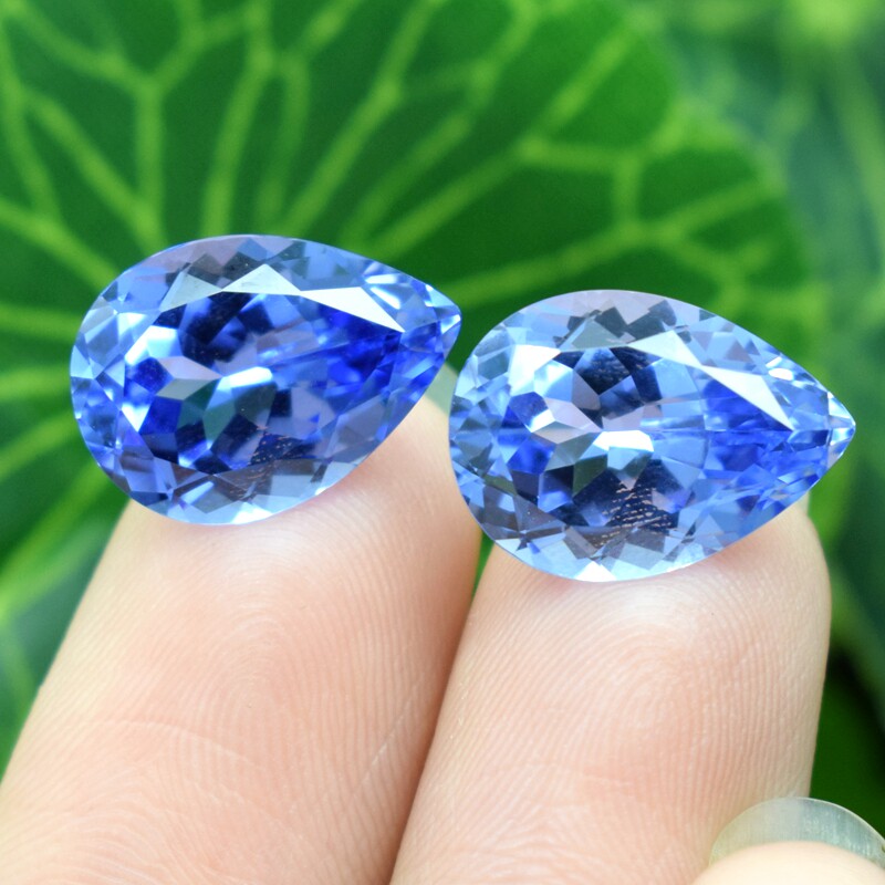 天然坦桑石裸石水滴形矢车蓝宝石蓝色戒指戒面钻石其他
