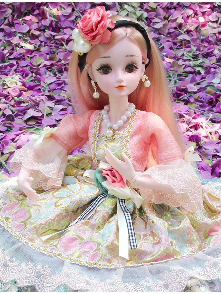 家庭漂亮3d迷你白色洛丽塔芭比娃娃套装玩具别墅娃娃