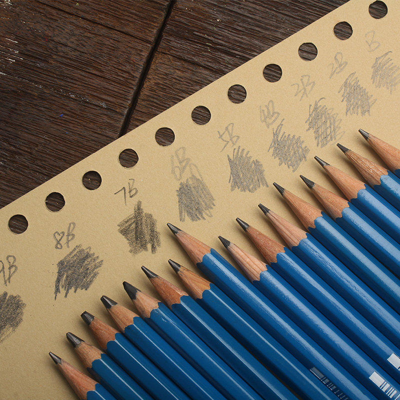 德国六角十支蓝杆staedtler铅笔素描绘画绘图专业铅笔