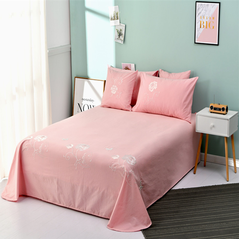 外贸纯棉绣花床单枕套三件件套时尚床品双人床单