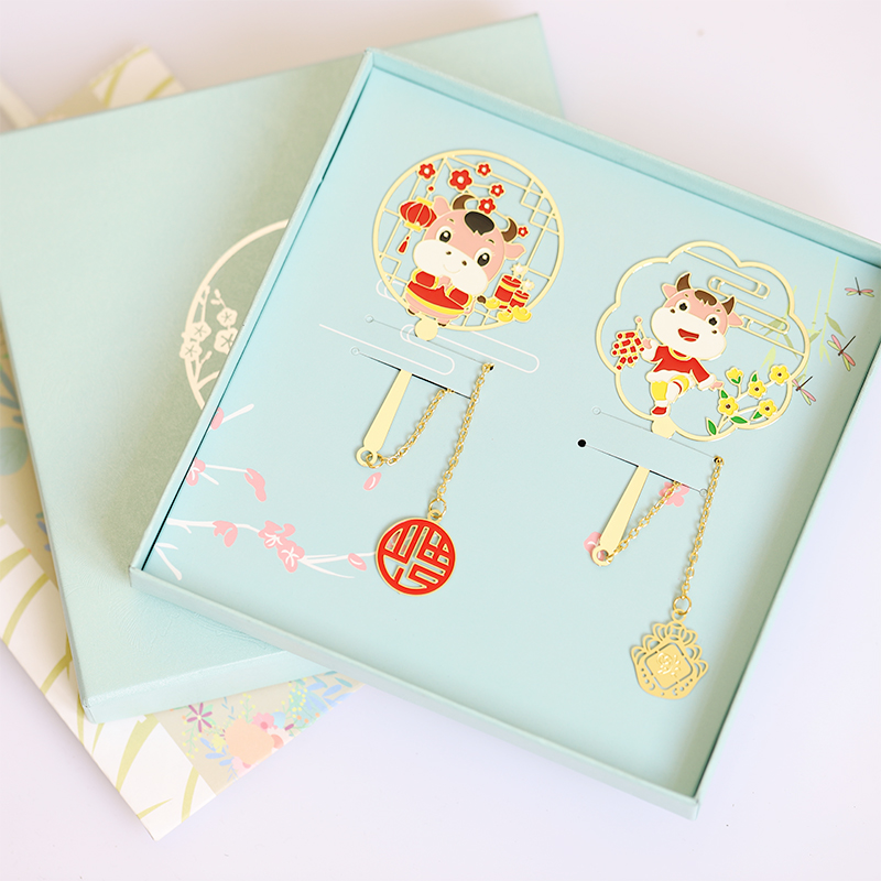 牛年大吉新年书签古典中国国风金属文创设计书签