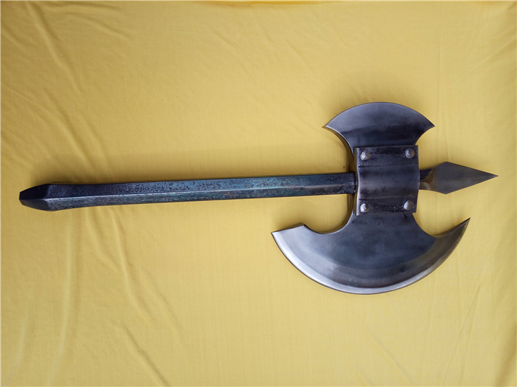 宣花斧重定做板斧锰钢手工锻打古代武器程咬金采伐斧