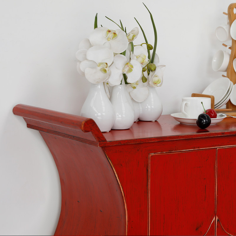 古朴彩漆做旧家具中式玄关葫芦装饰柜子翘头供桌门厅