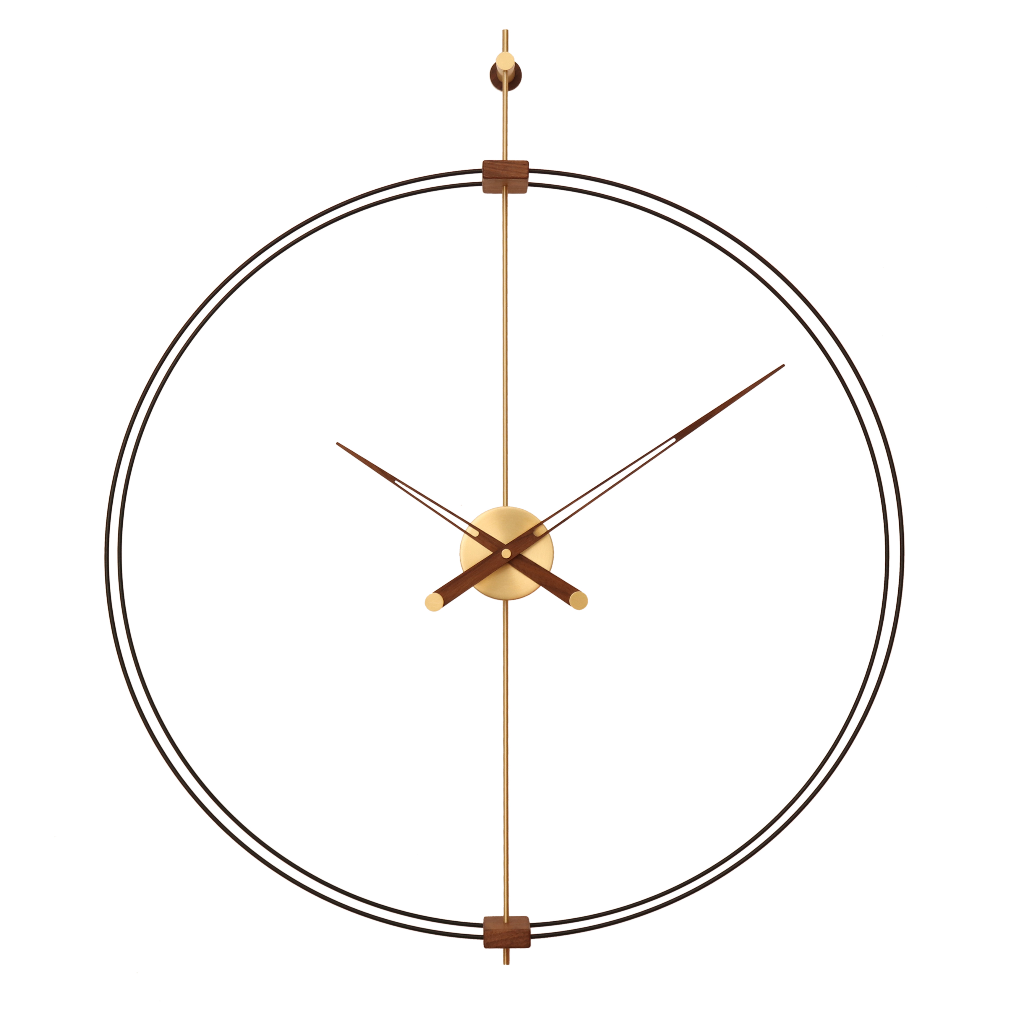 创意北欧风格简约时尚黄铜轻奢圆形家用客厅挂钟