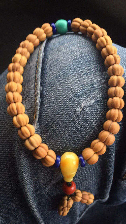 山楂野生文玩108颗男女脖挂项链佛珠单圈五福手串