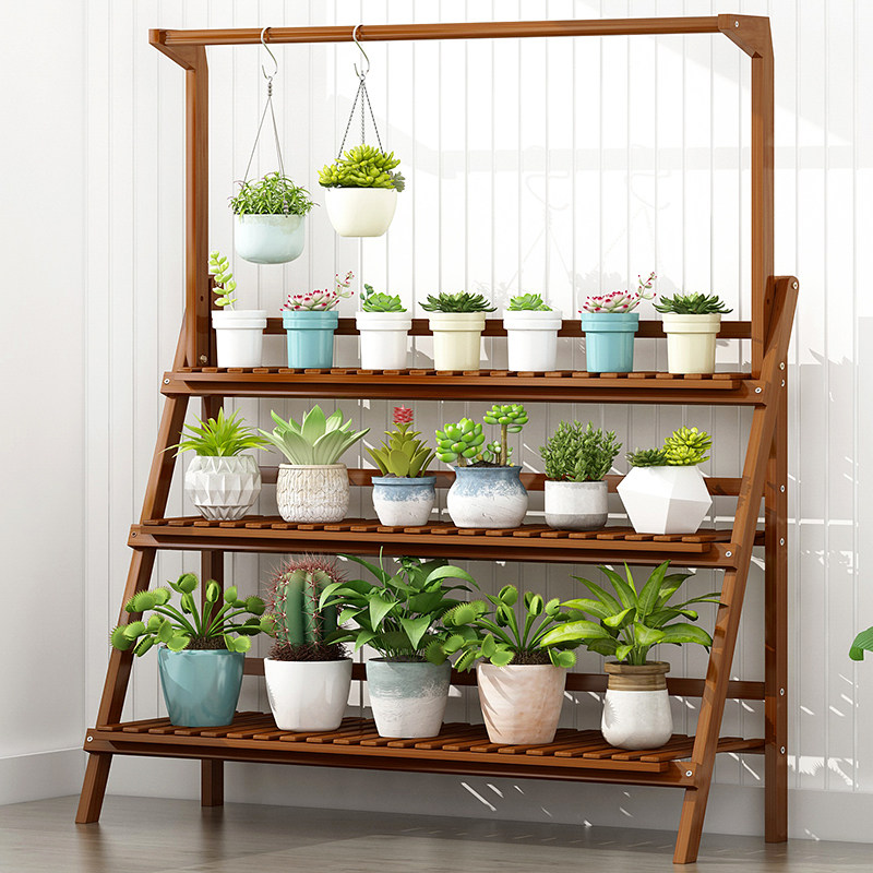 花架阳台置物落地式盆架花盆摆件窗台中式实木花架