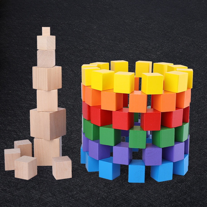 正方体积木数学教具幼儿园小立方体模型木制方块儿童拼搭益智玩具