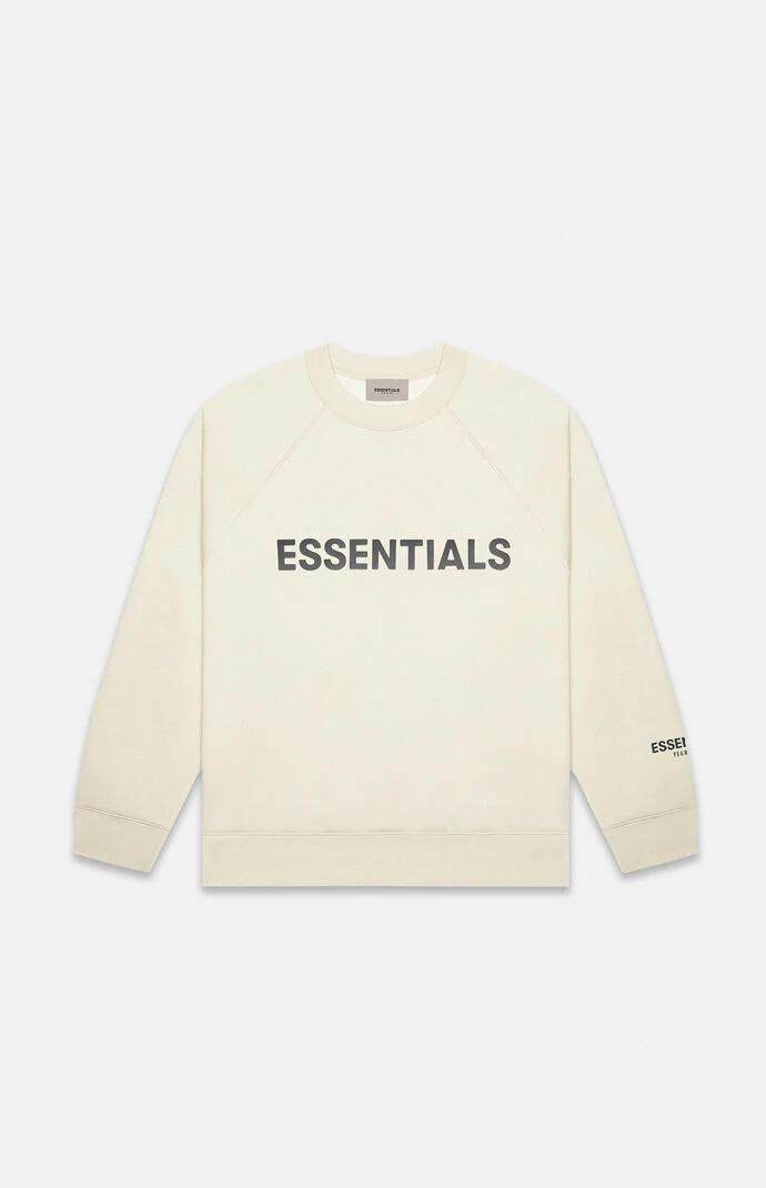 fog fear of god essentials logo 胸前印花皮标圆领长袖套头卫衣