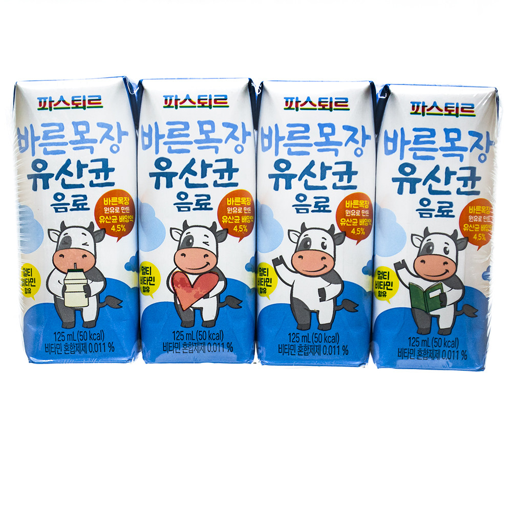 韩国帕斯特乳酸菌饮料草莓味香蕉味牛奶饮料 125mlx4盒 500ml - 购吧