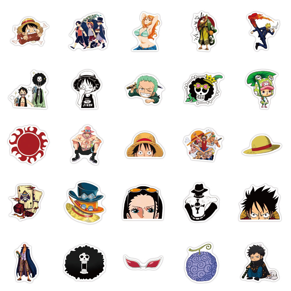 100张卡通动漫海贼王可爱贴画电动车机车摩托车头盔汽车装饰贴