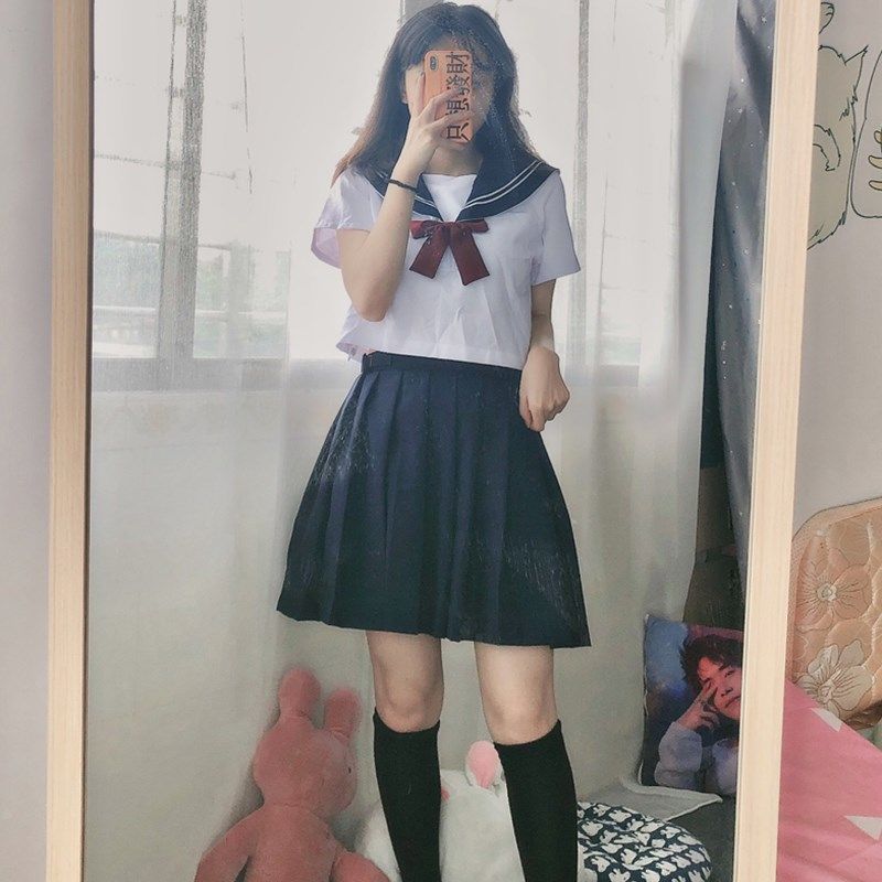 白二本jk制服裙基础款正统水手服不良夏服jk学院风套装中间服长裙