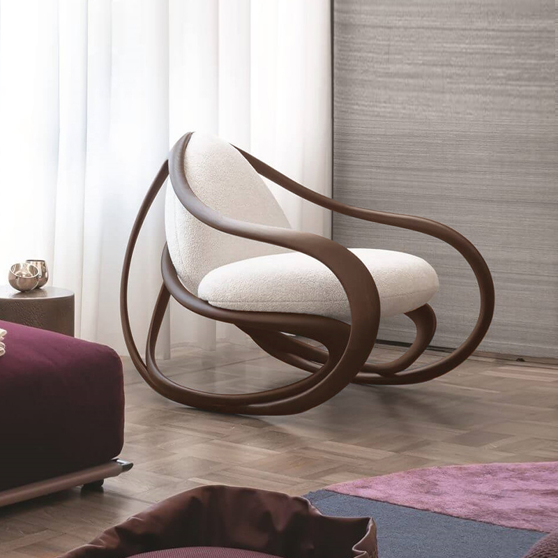 十号巷意式极简北美黑胡桃木摇摇休闲椅单人扶手椅异性沙发艺术椅