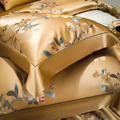 清悠居四件套中式真丝姆米蚕丝被套丝绸床单婚庆别墅床上床品套件