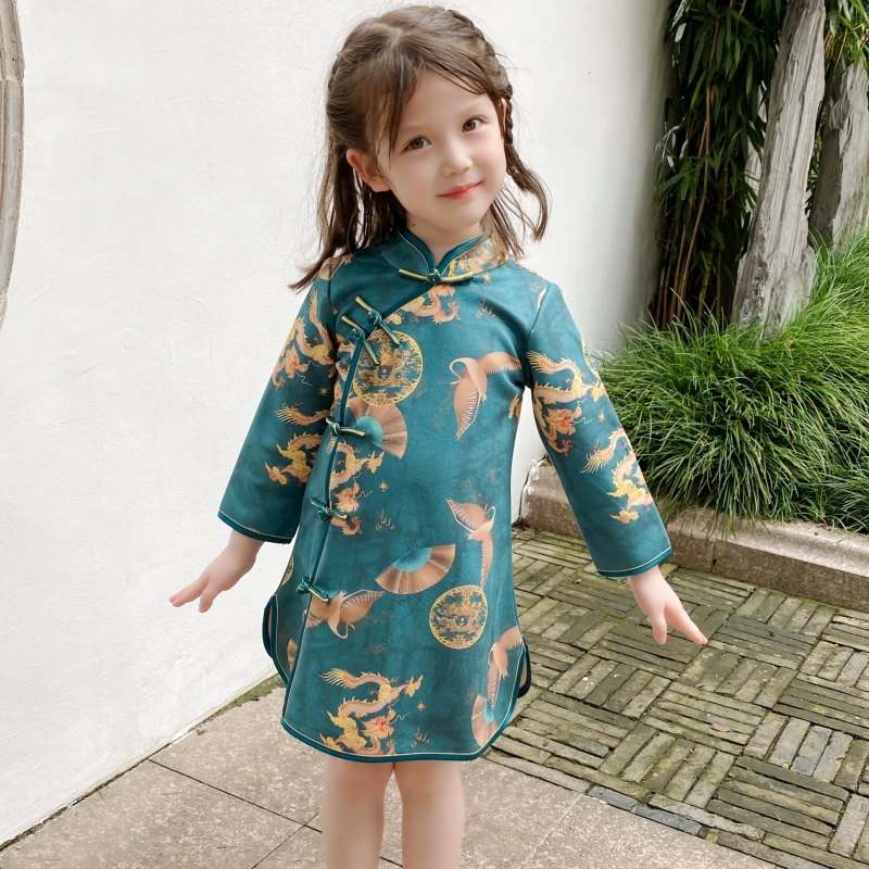 小女孩旗袍春秋秋季洋气女童唐装中国国风儿童旗袍