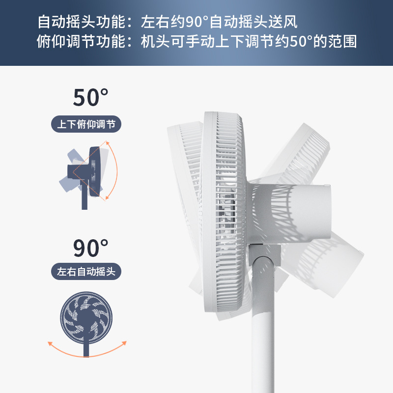 先科电风扇落地扇家用台地扇宿舍卧室轻音风扇15叶大风力循环风扇