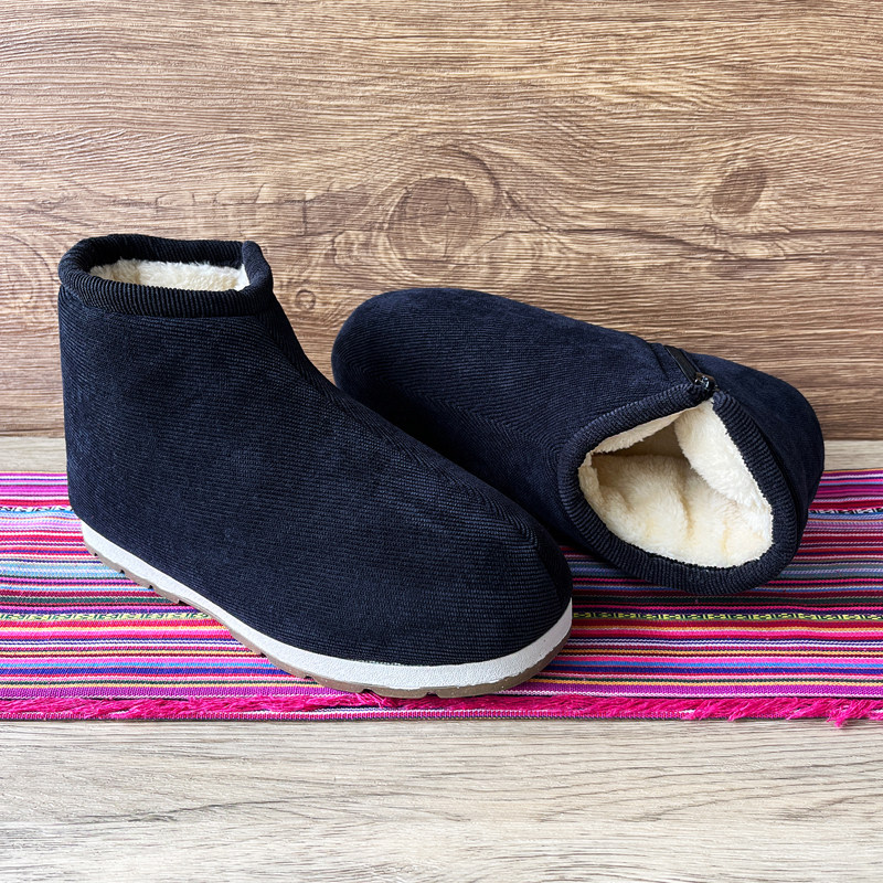 棉鞋中老年保暖帮老人布棉鞋手工老式加绒冬季老北京高帮鞋