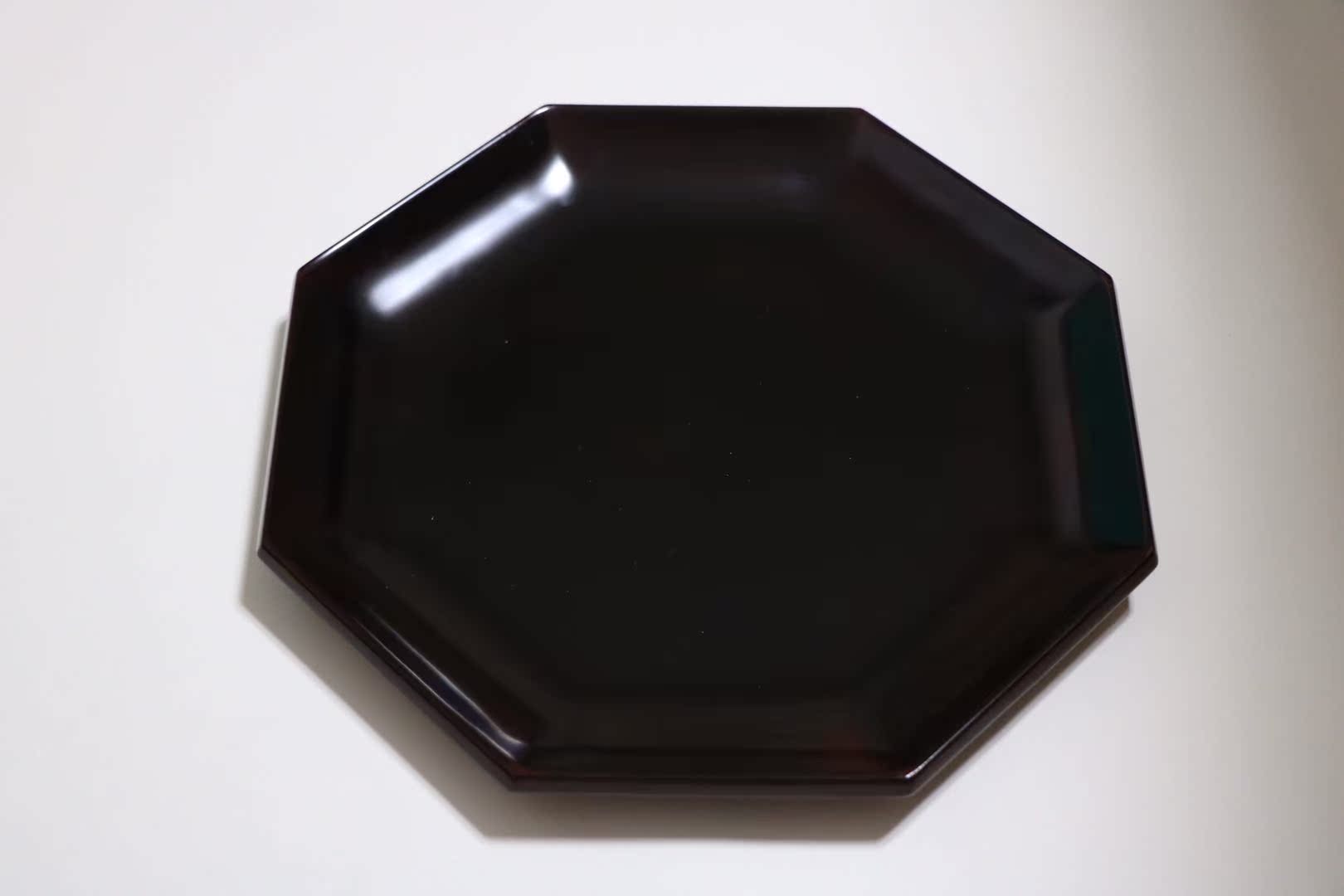日式大漆家用餐具半角盘福州传统漆器原创八角点心盘沙拉盘西餐盘
