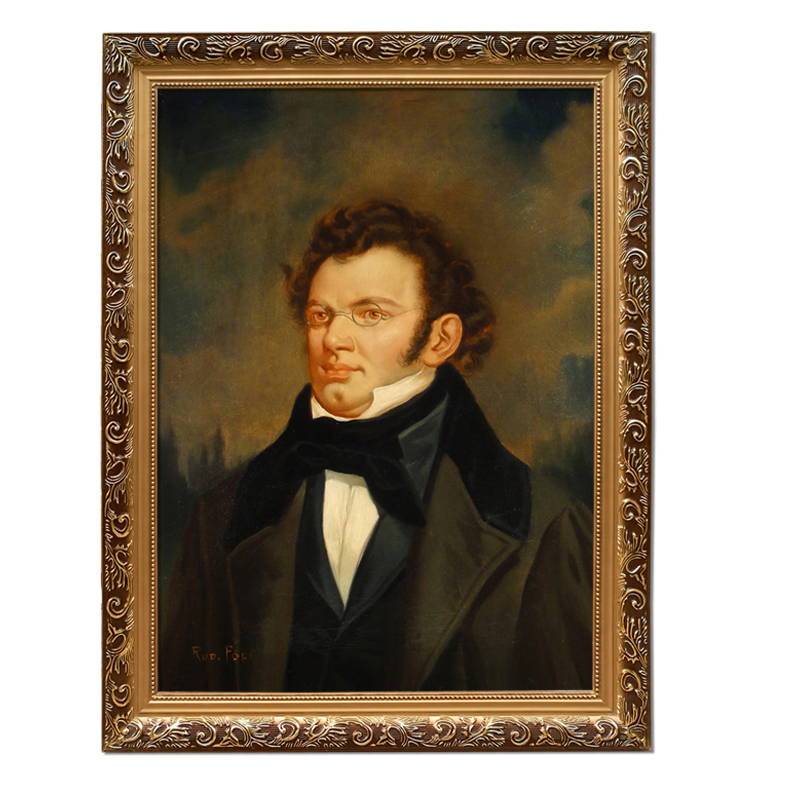 音乐装饰画音乐家舒伯特肖像画高清喷绘绘画定制油画现代装饰画
